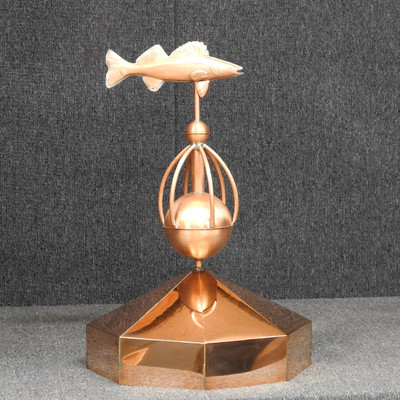 Octagon Gazebo Crown Cap with Walleye Sphere Finial - Made in USA