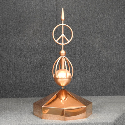 Octagon Gazebo Crown Cap with Peace Sign Sphere Finial - Made in USA