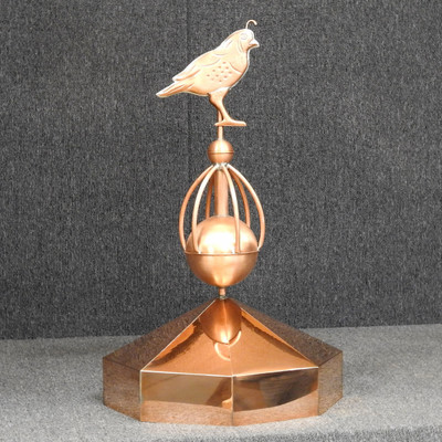 Octagon Gazebo Crown Cap with Quail Sphere Finial - Made in USA