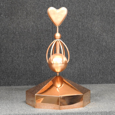 Octagon Gazebo Crown Cap with Heart Sphere Finial - Made in USA