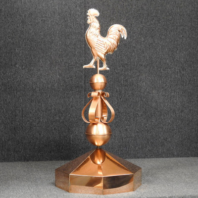 Octagon Gazebo Crown Cap with Rooster Victorian Finial - Made in USA
