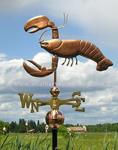 Lobster with Claws Up Weathervane left side view on cloudy background