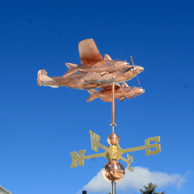 Southern Fighter Airplane Weathervane with Catfish Bombs