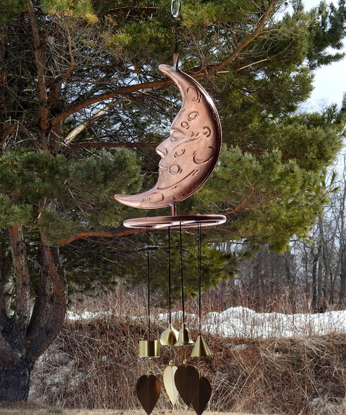 Copper Moon Wind Chimes - Made in USA - Brass Wind Bells