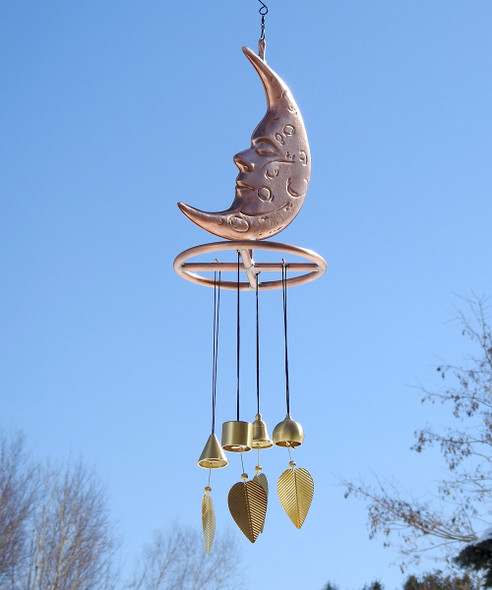 Copper Moon Wind Chimes - Made in USA - Brass Wind Bells