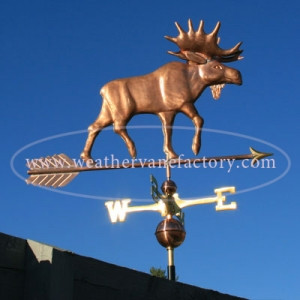 Moose Weathervane right side view on blue sky background