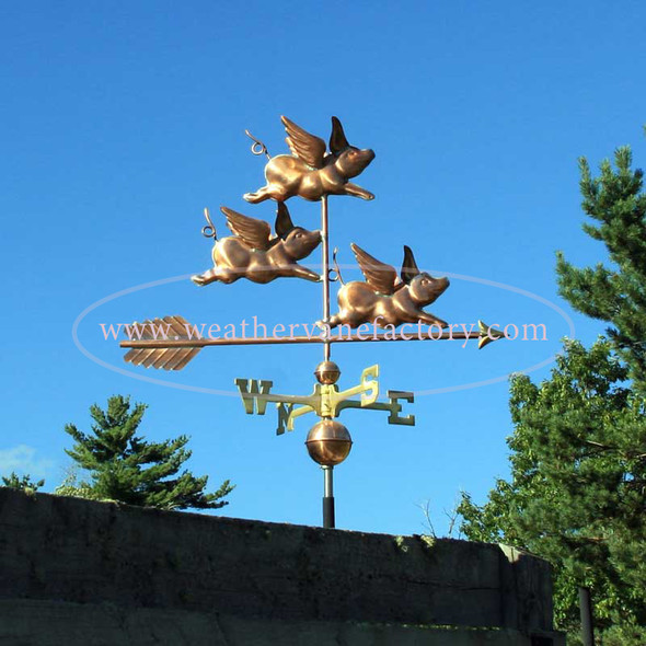 Three Flying Pigs Weathervane