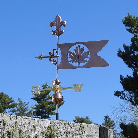 Maple Leaf Weathervane with Fleur de Lis
