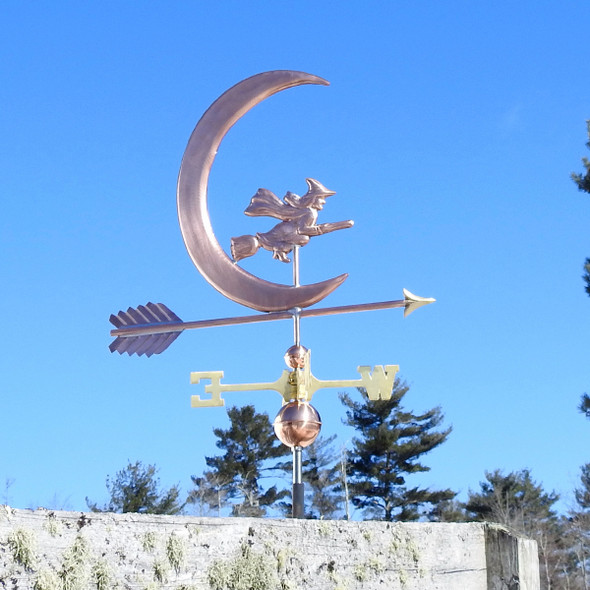 moon with witch weathervane