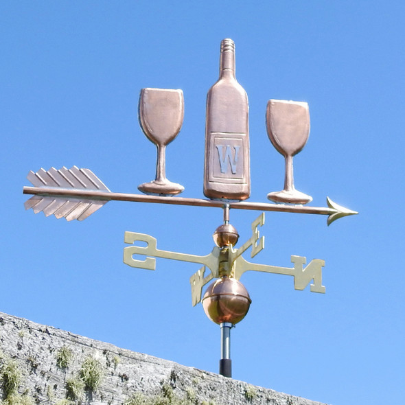 Wine Bottle and Glasses Weathervane