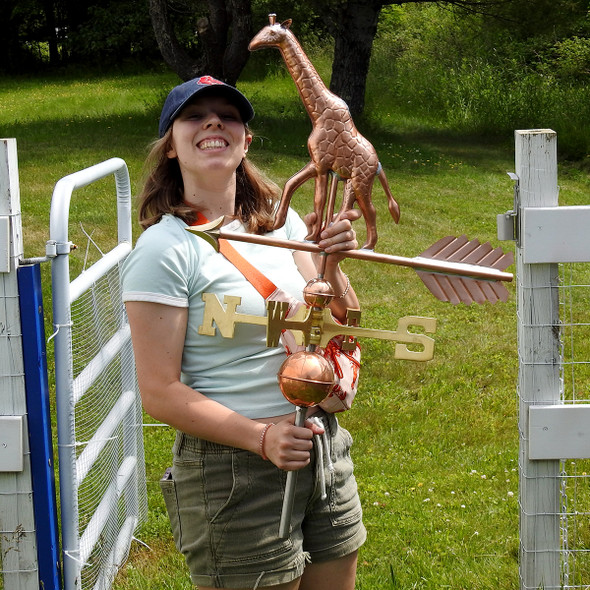 Jamey with giraffe weathervane