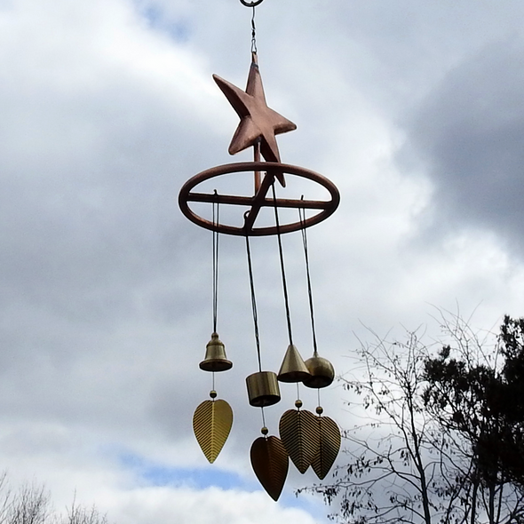 handcrafted copper star wind bells