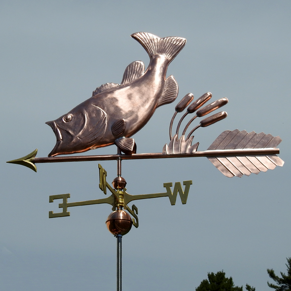 Bass Fish Weathervane with Cattails