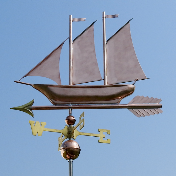 Handcrafted Copper Schooner Weathervane