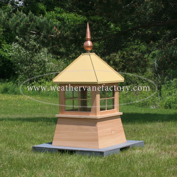 Waterville Window Shed Cupola shown in Red Cedar with Copper Final and Metal Roof
