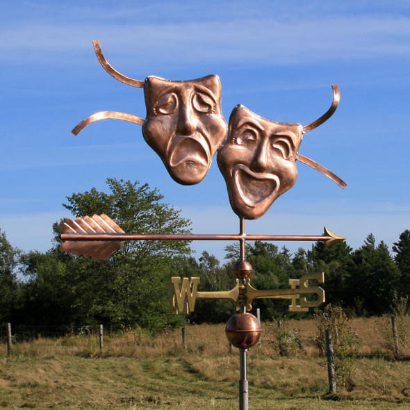 Theatre Mask Weathervane with Ribbons