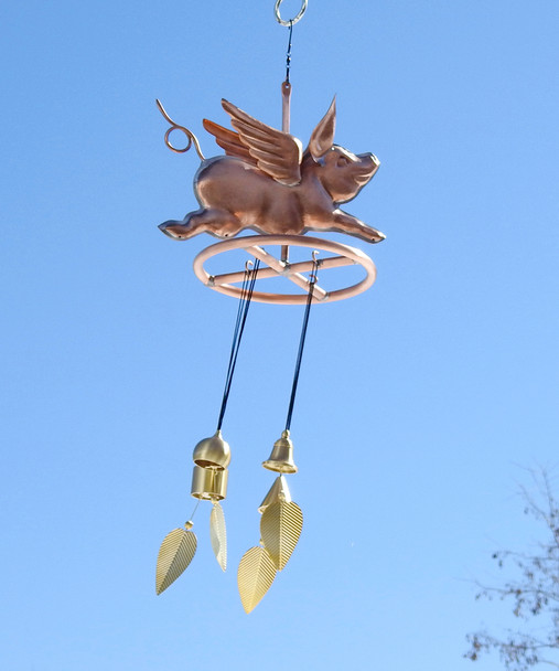 Flying Pig Wind Chimes - Made in USA - Brass Wind Bells