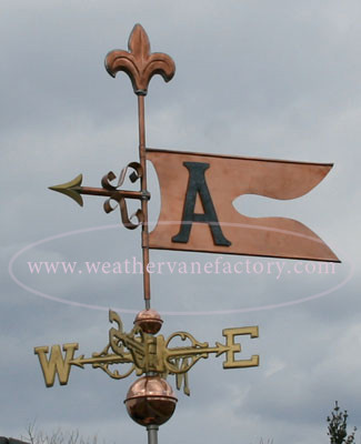 Banner with Fleur de lis Weathervane shown with letter A