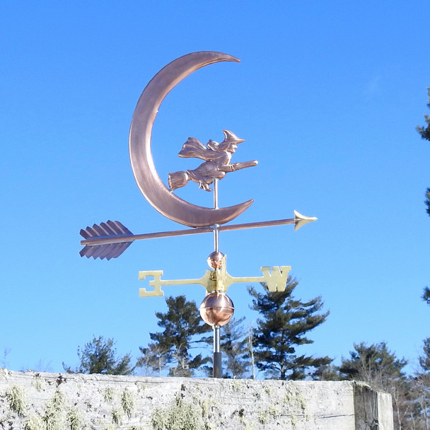 moon with witch weathervane