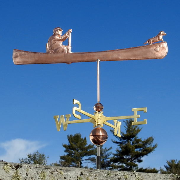 Old Man and Dachshund in Canoe Weathervane