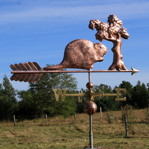 beaver weathervane with tree side view