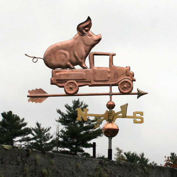 Pig in Pickup Weathervane