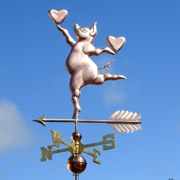 Pig with Hearts Weathervane