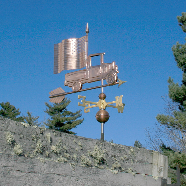 Pickup Truck with American Flag Weathervane