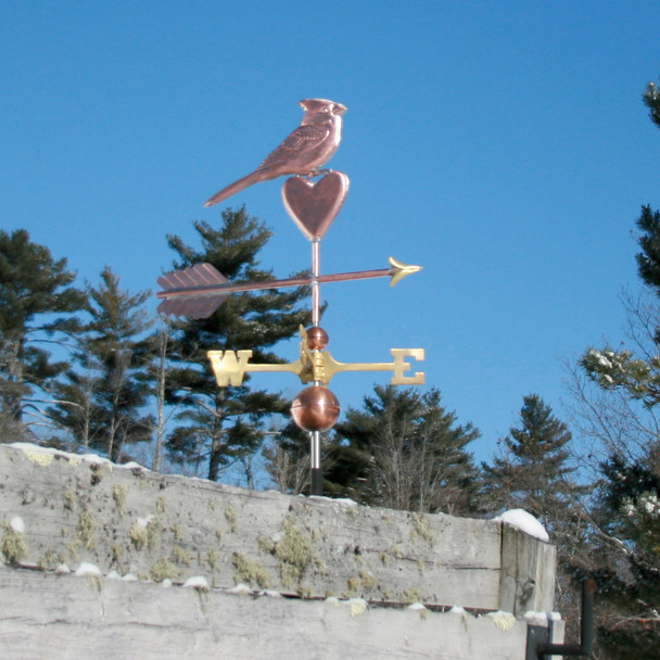 Cardinal Weathervane Perched on Heart
