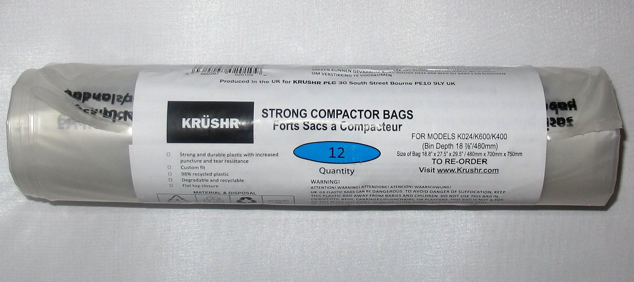 Trash compactor bags for Krushr KO24 K024 K600 and K400