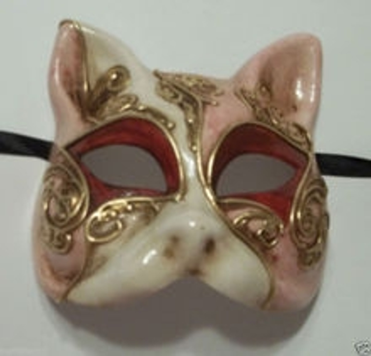 White Gold Colombina Masquerade Mardi Gras Mask Italy Italian Venetian Music