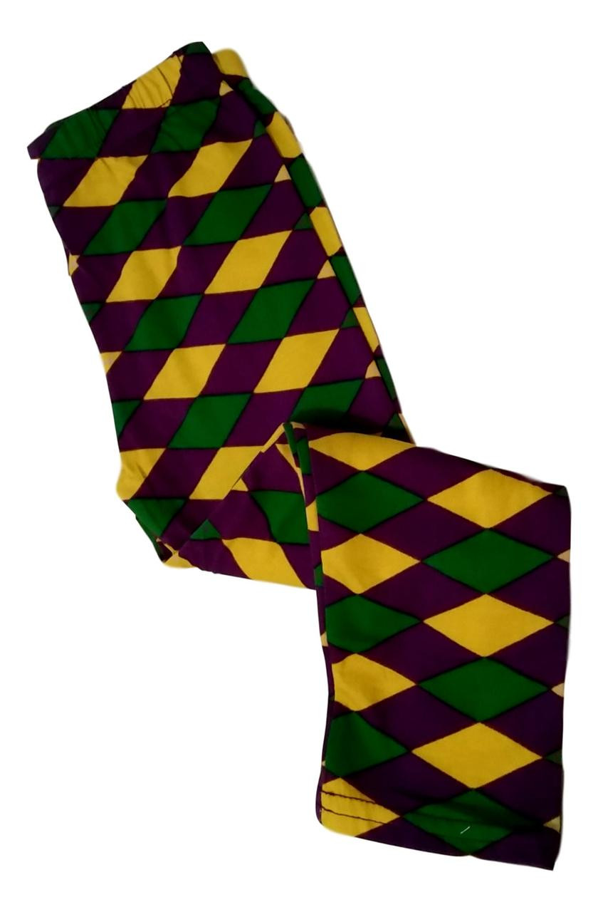 Mardi Gras Leggings 18 - 24 Mth Diamond Purple Green Yellow Soft