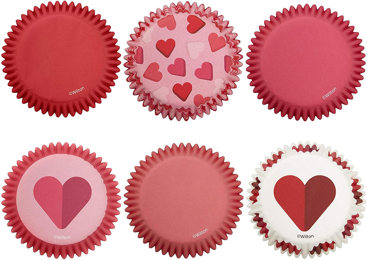 Pink Hearts Valentine's Day Foil Cupcake Liners, 24-Count - Wilton