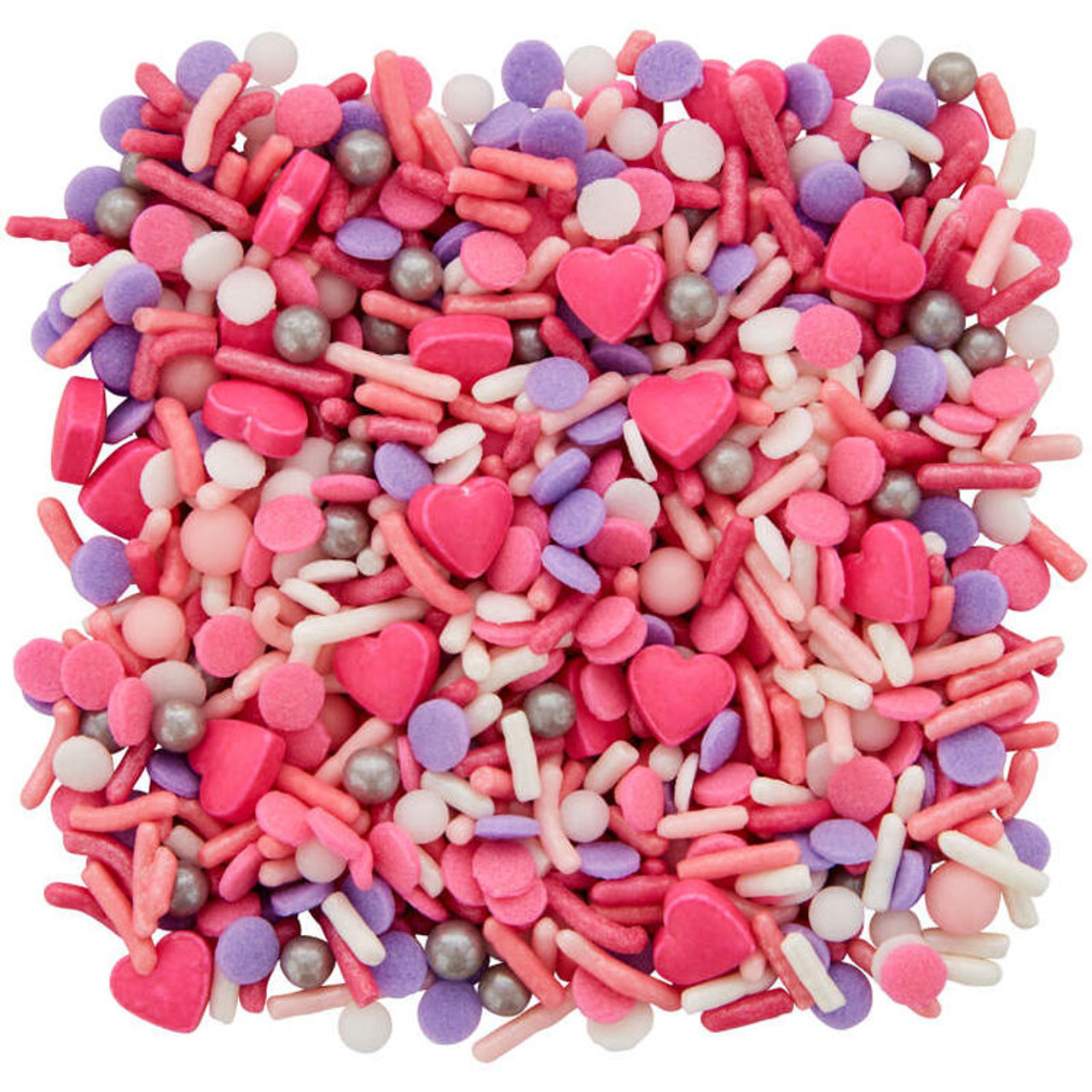 Valentines Pink Purple Hearts Tall Sprinkles Mix Decorations 4.08