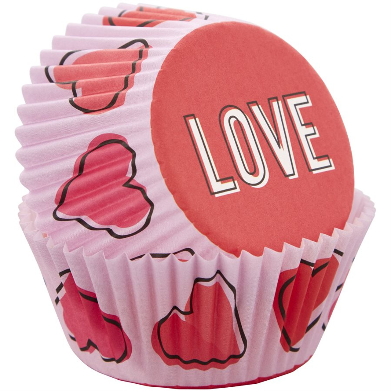 Pink Hearts Valentine's Day Foil Cupcake Liners, 24-Count - Wilton