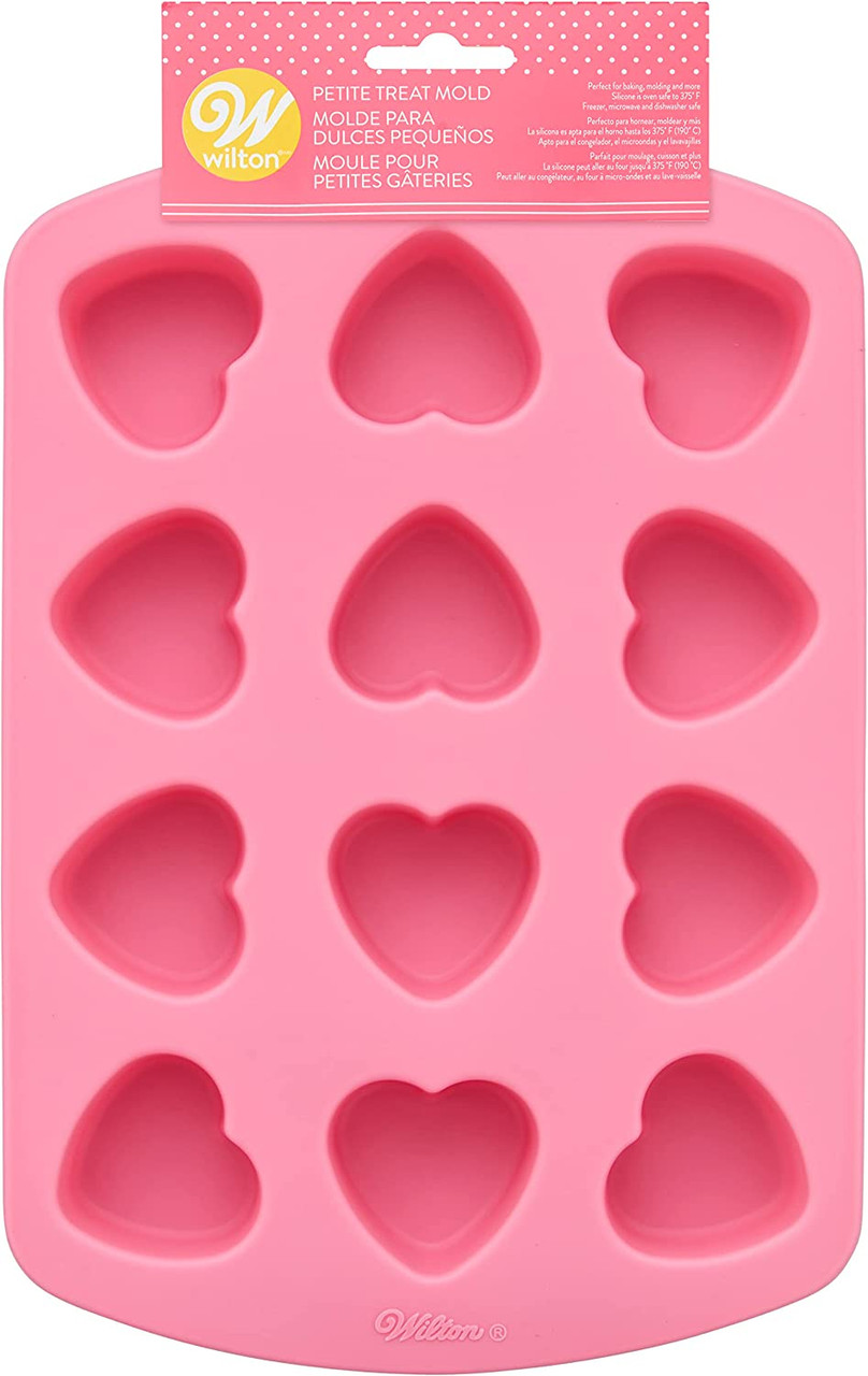 Wilton Treat Pink Heart Silicone Valentines Day Mold 12 Cavities