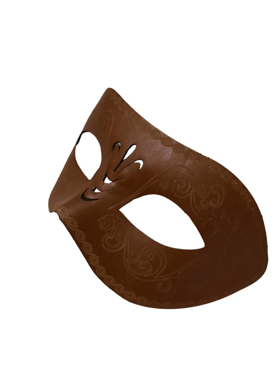 Brown Leather Laser Cut Masquerade Dance Western Mask