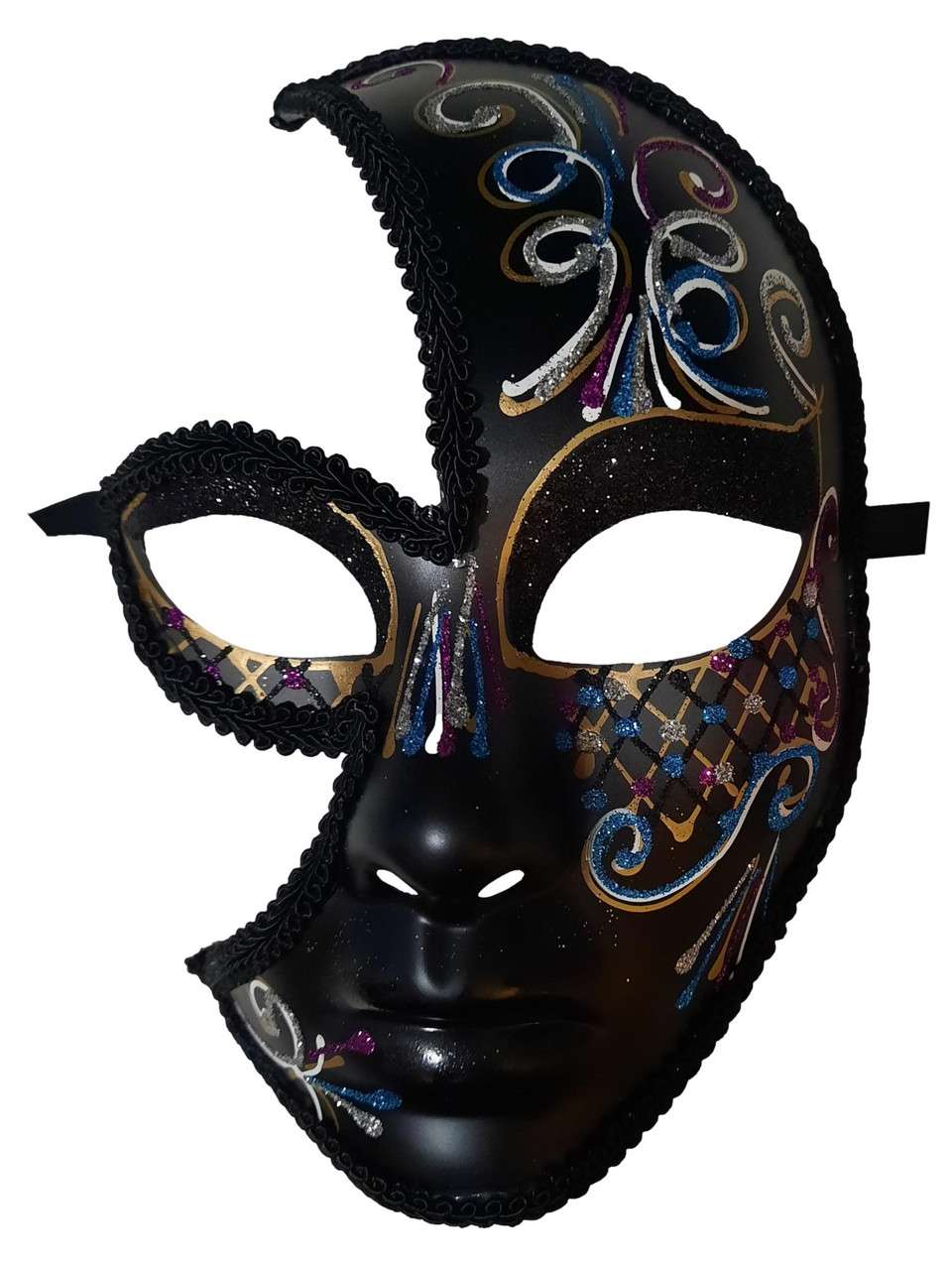 Turquoise Fancy Full Cut Out Masquerade Mask