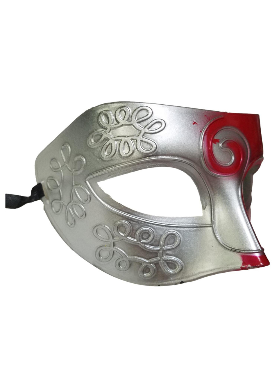 Silver Ornate Masquerade Mask with Ribbon Tie (Each) – Mardi Gras Spot