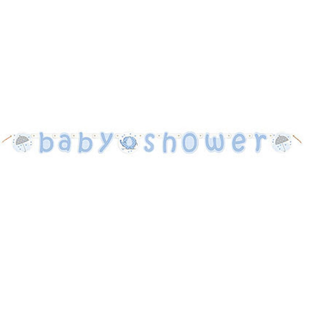 Umbrella Elephant Blue Boy Elephant Baby Shower Jointed Banner