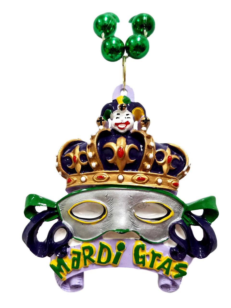 Mardi Gras World Unisex Gasparilla Pirate Skull with Tri Hat Mardi Gras Bead Necklace Spring Break Cajun Carnival Festival New Orleans Beads
