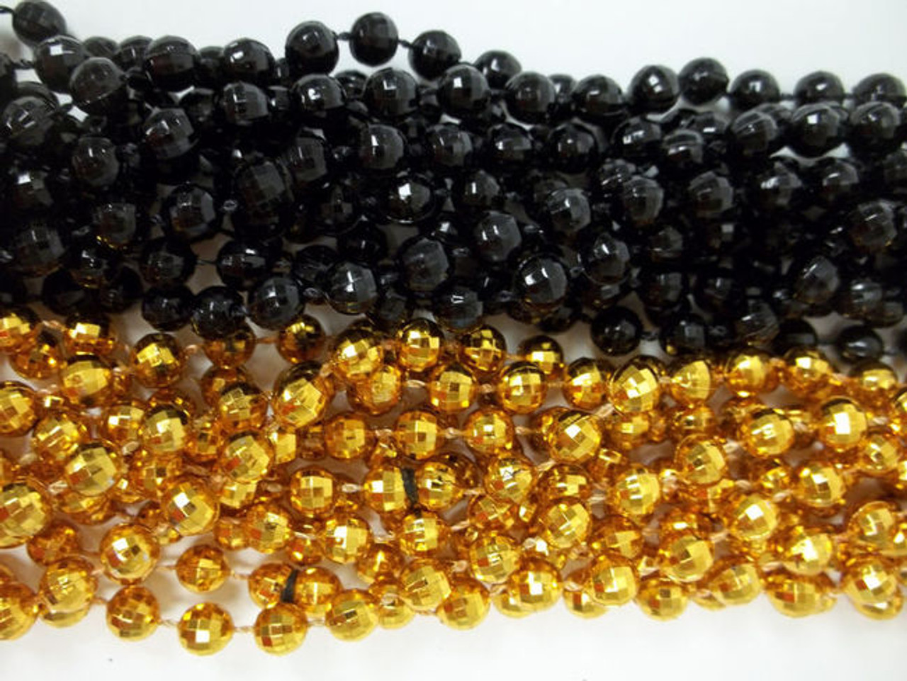 Mardi Gras Beads 20 Beaded Necklace Gold Disco Balls