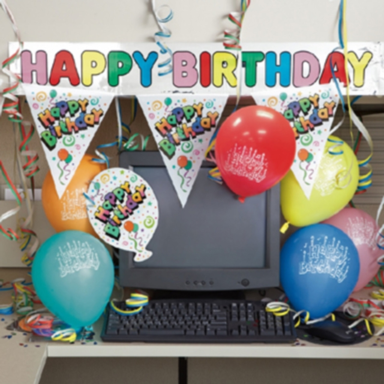 Birthday Decorating Kit Cubicle Office Decor Banner Balloons Party