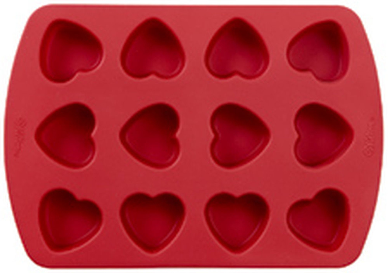 Wilton 6 Cavity Mini Silicone Heart Shaped Cookie and Candy Mold