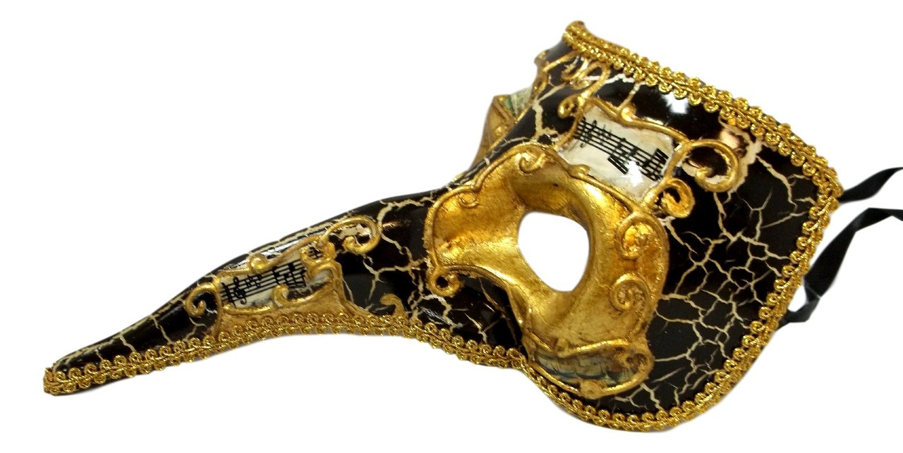 Red Antique Long Nose Bird Mardi Gras Masquerade Venetian Mask Zanni