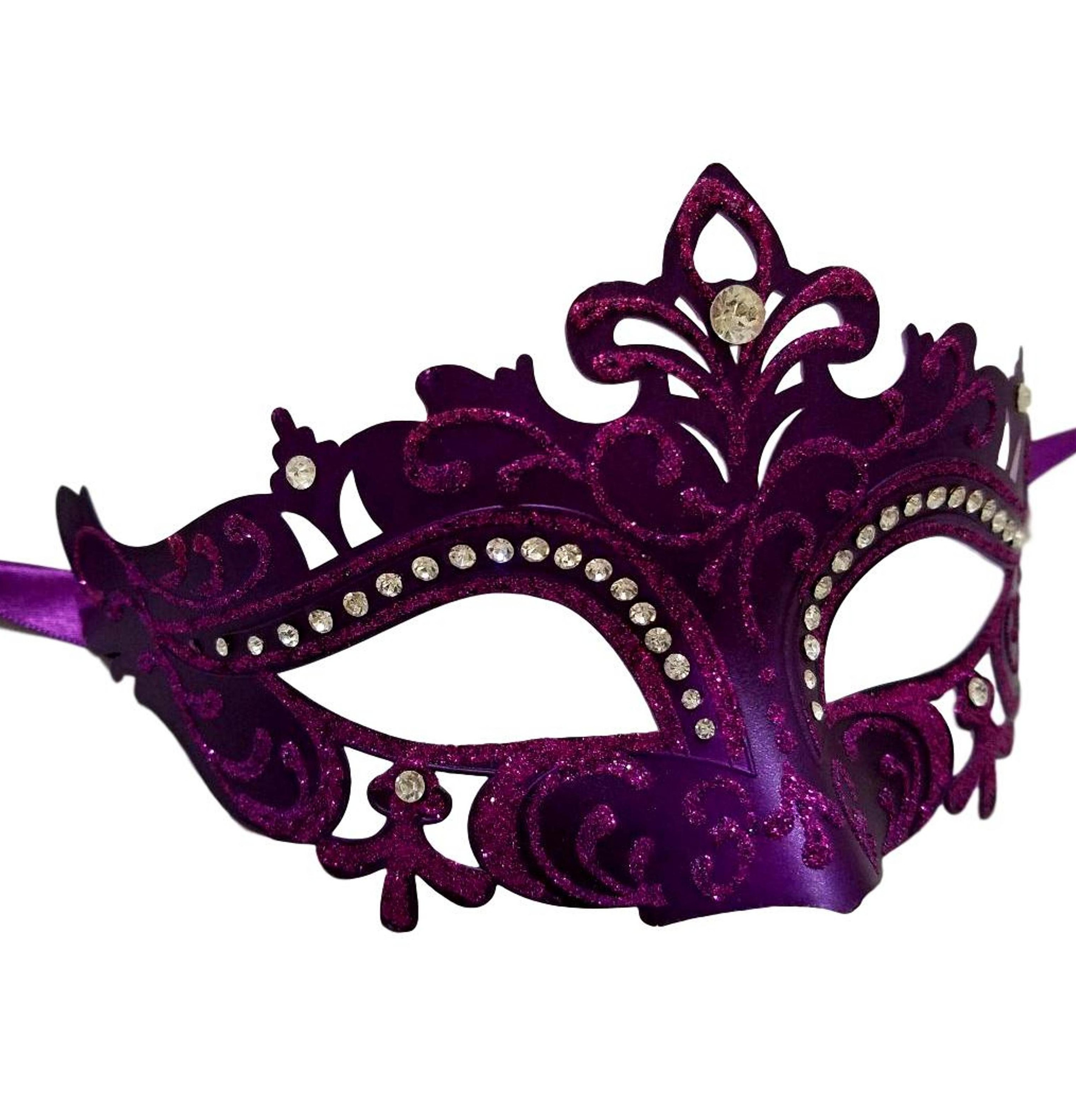 Dark Purple Mardi Gras Princess Crystal Masquerade Mask Laser Cut