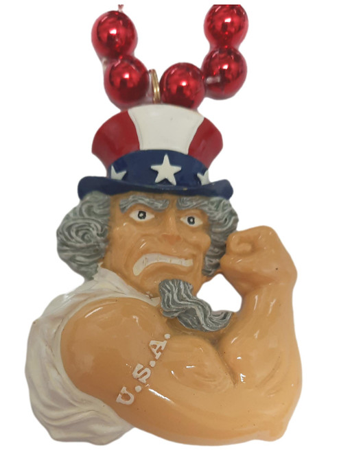 Uncle Sam USA Red White Blue Mardi Gras Beads Necklace Party Favor Uncle Sam USA Red White Blue Mardi Gras Beads Necklace Party Favor