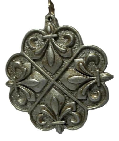 Fleur de Lis Silver Tiles Mardi Gras Bead Necklace Party Favor Fleur de Lis Silver Tiles Mardi Gras Bead Necklace Party Favor