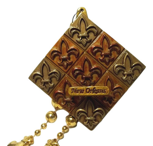 Fleur de Lis Bronze Tiles Mardi Gras Bead Necklace New Orleans Party Favor Fleur de Lis Bronze Tiles Mardi Gras Bead Necklace New Orleans Party Favor