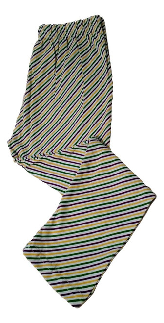 Mardi Gras Leggings Girls 4 Stripe Purple Green Yellow White Soft Knit Mardi Gras Leggings Girls 4 Stripe Purple Green Yellow White Soft Knit